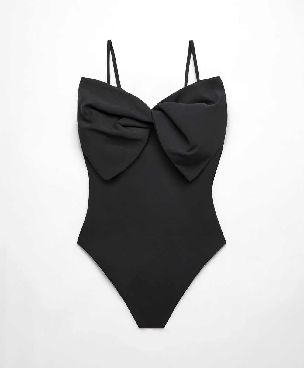 Black Oysho Bow Swimsuit | JIKV27586