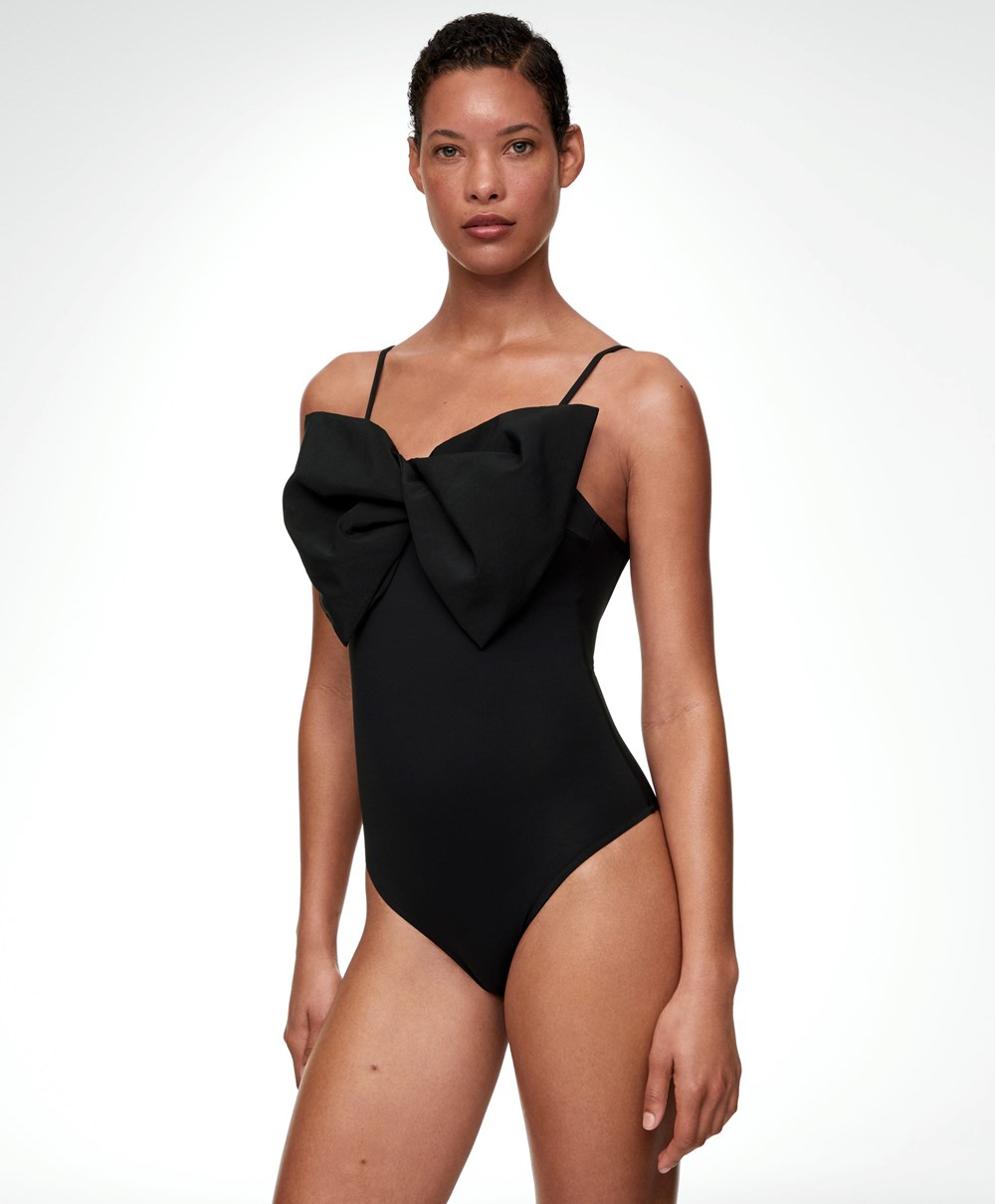 Black Oysho Bow Swimsuit | JIKV27586