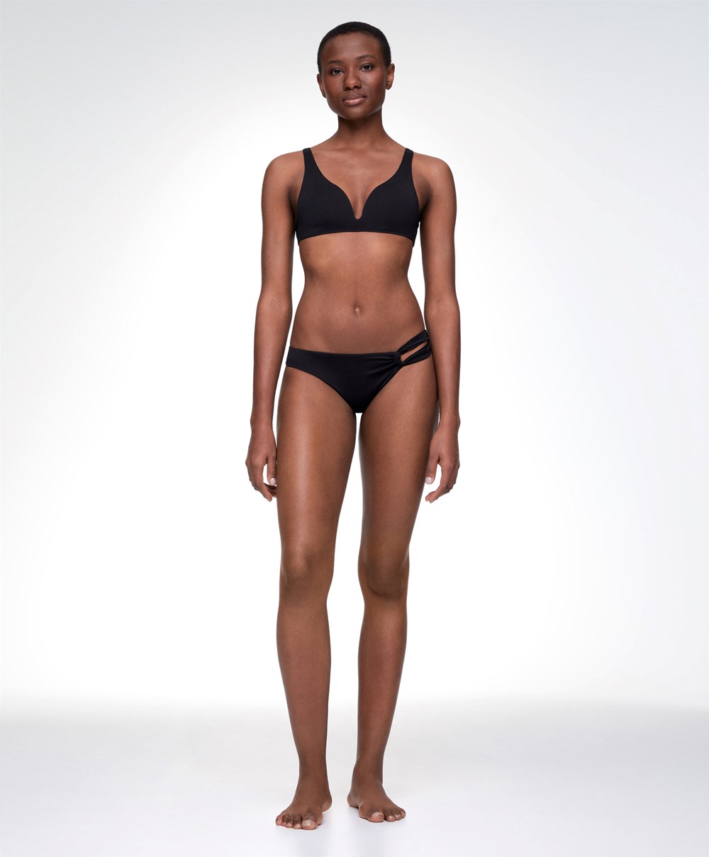 Black Oysho Brazilian Bikini Bottoms | DHBF51064