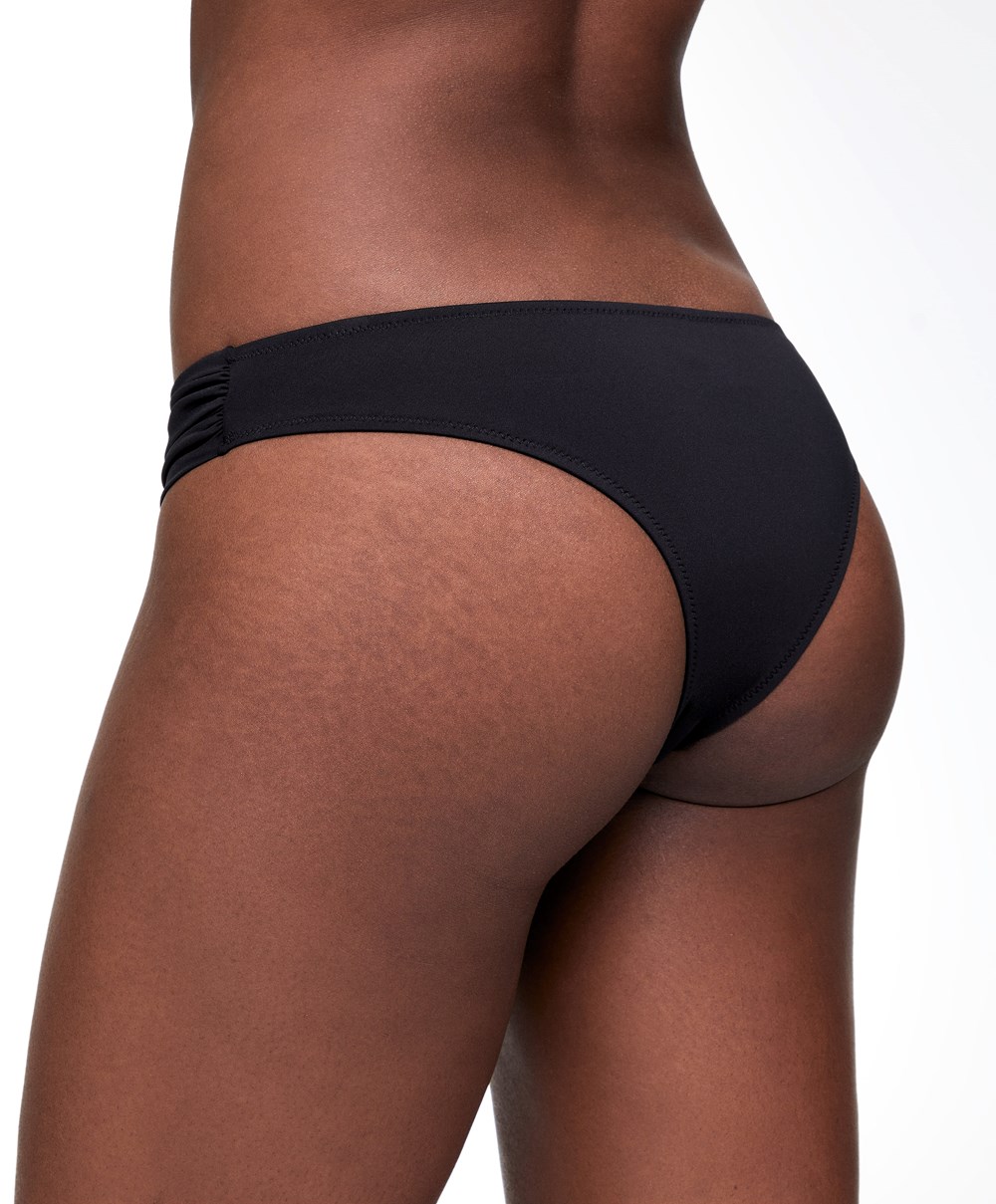 Black Oysho Brazilian Bikini Bottoms | DHBF51064