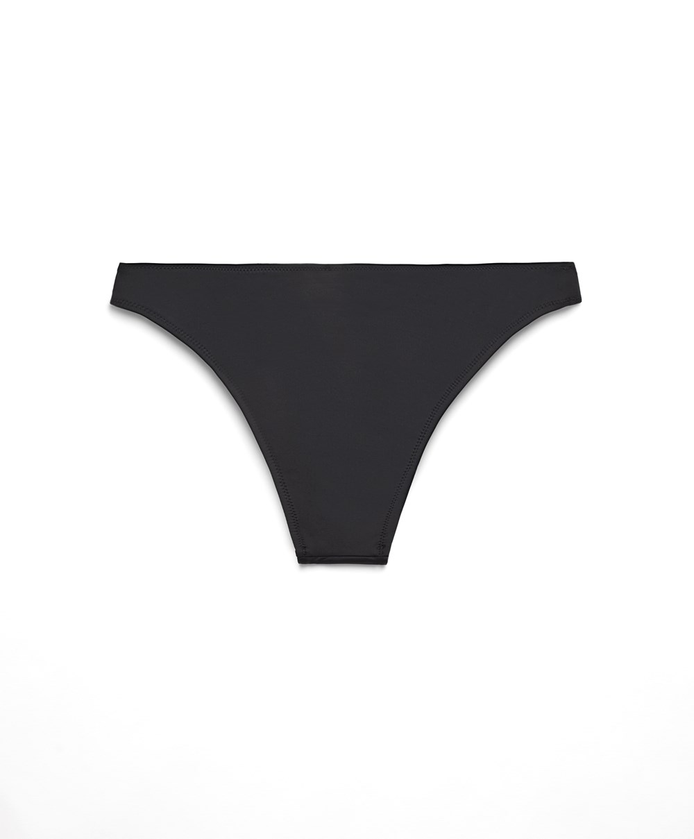 Black Oysho Brazilian Bikini Bottoms | DHBF51064