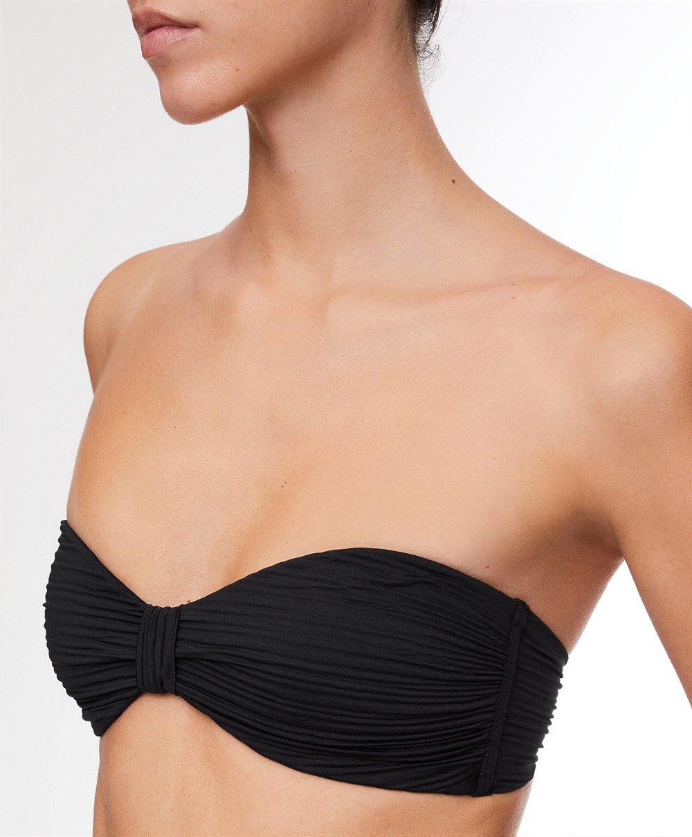 Black Oysho Brooch Bandeau Bikini Top | PKQD39126