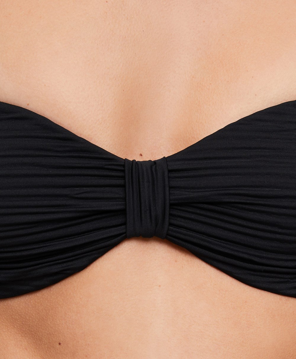 Black Oysho Brooch Bandeau Bikini Top | PKQD39126