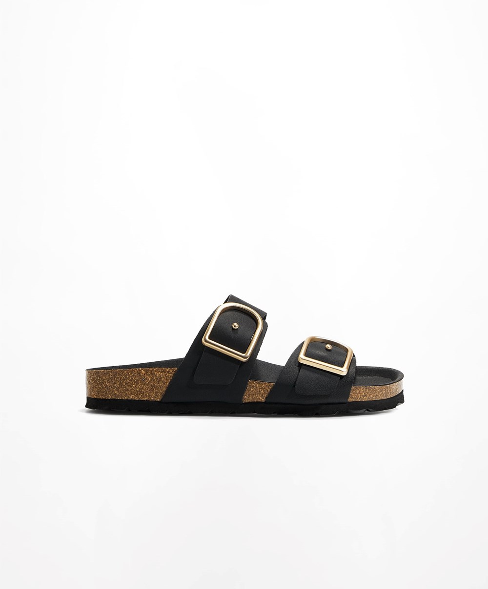 Black Oysho Buckle Sandals | EQPK96574