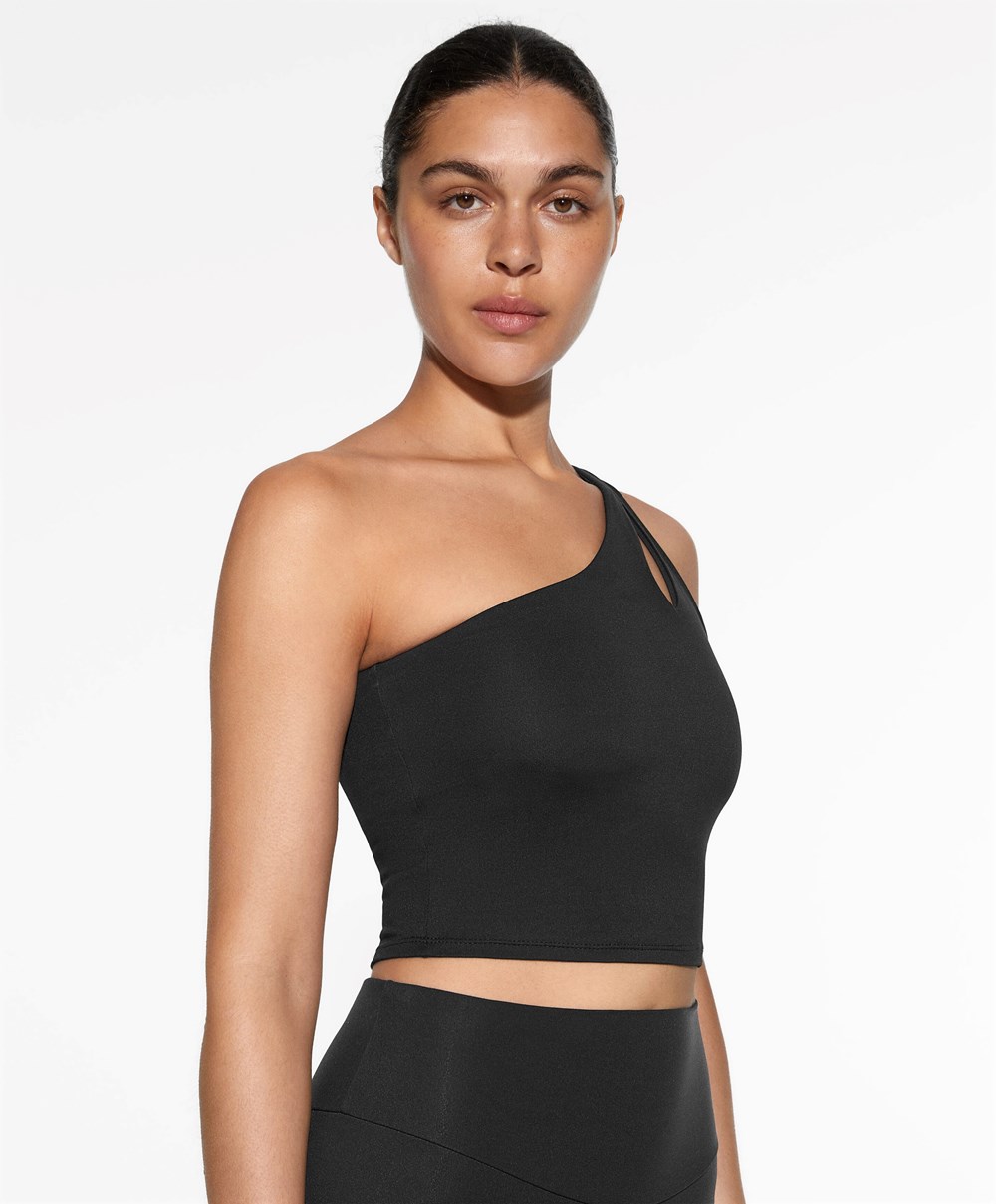 Black Oysho Comfortlux Asymmetric Top With Cups | WMJQ67958