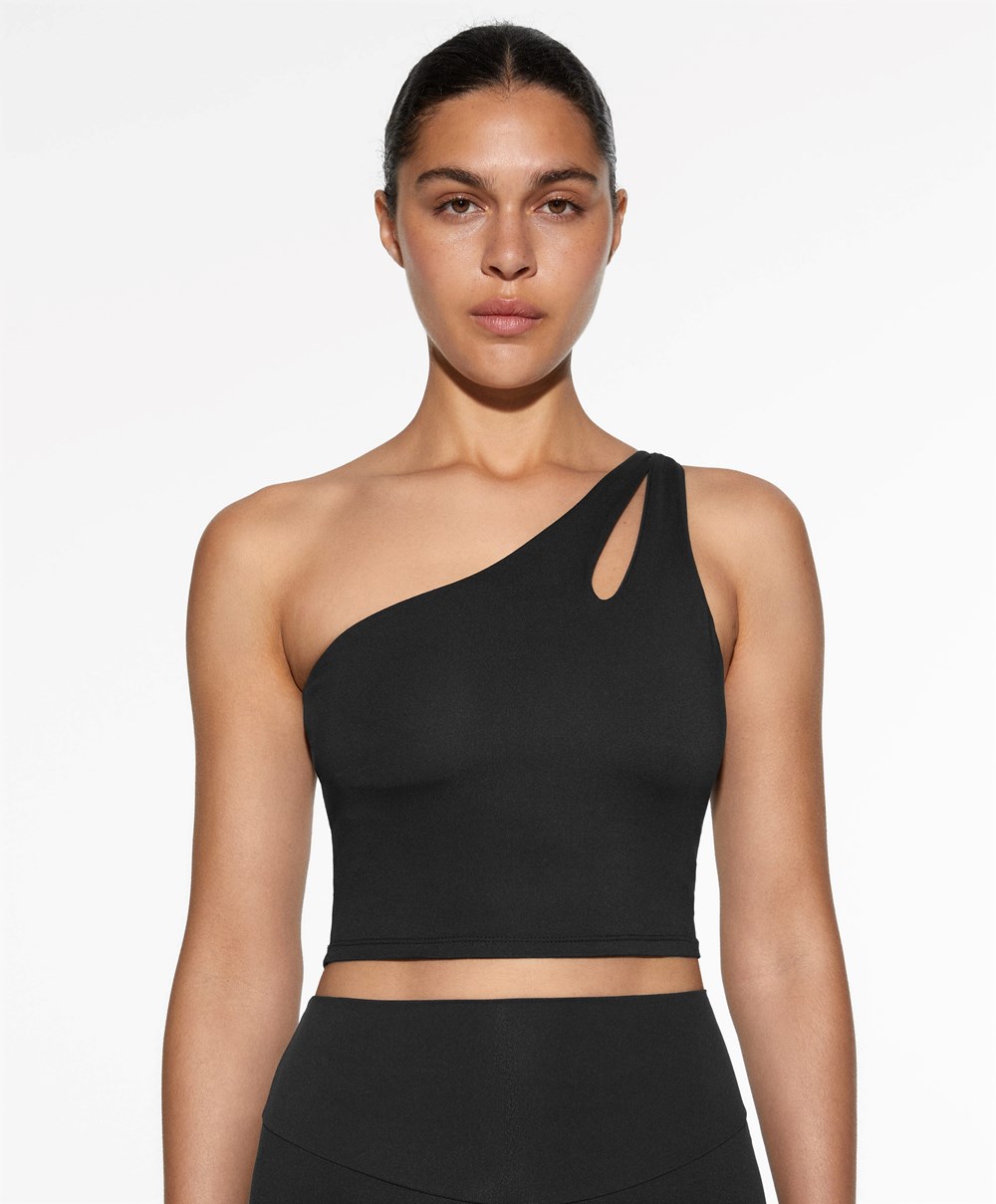 Black Oysho Comfortlux Asymmetric Top With Cups | WMJQ67958