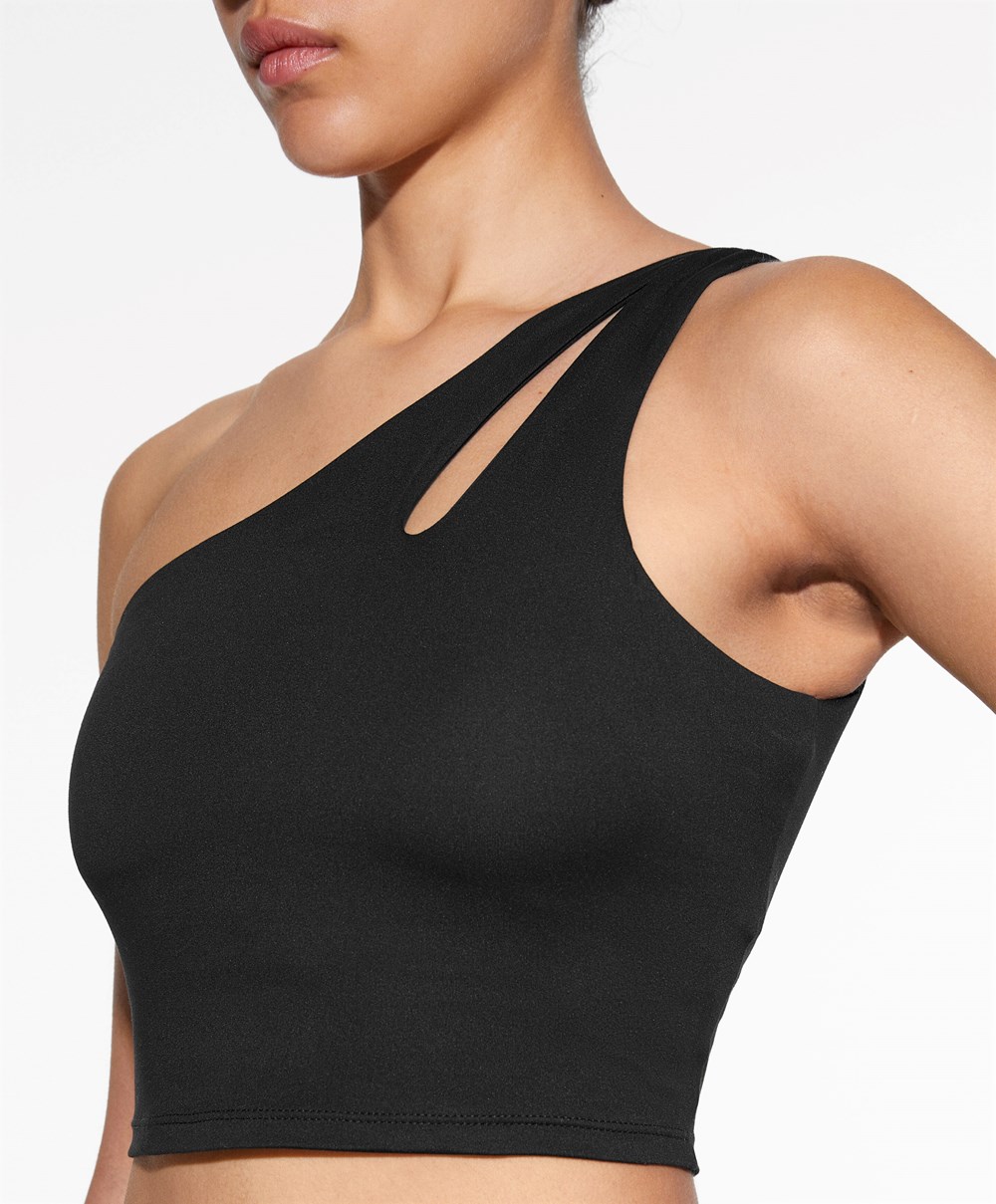 Black Oysho Comfortlux Asymmetric Top With Cups | WMJQ67958