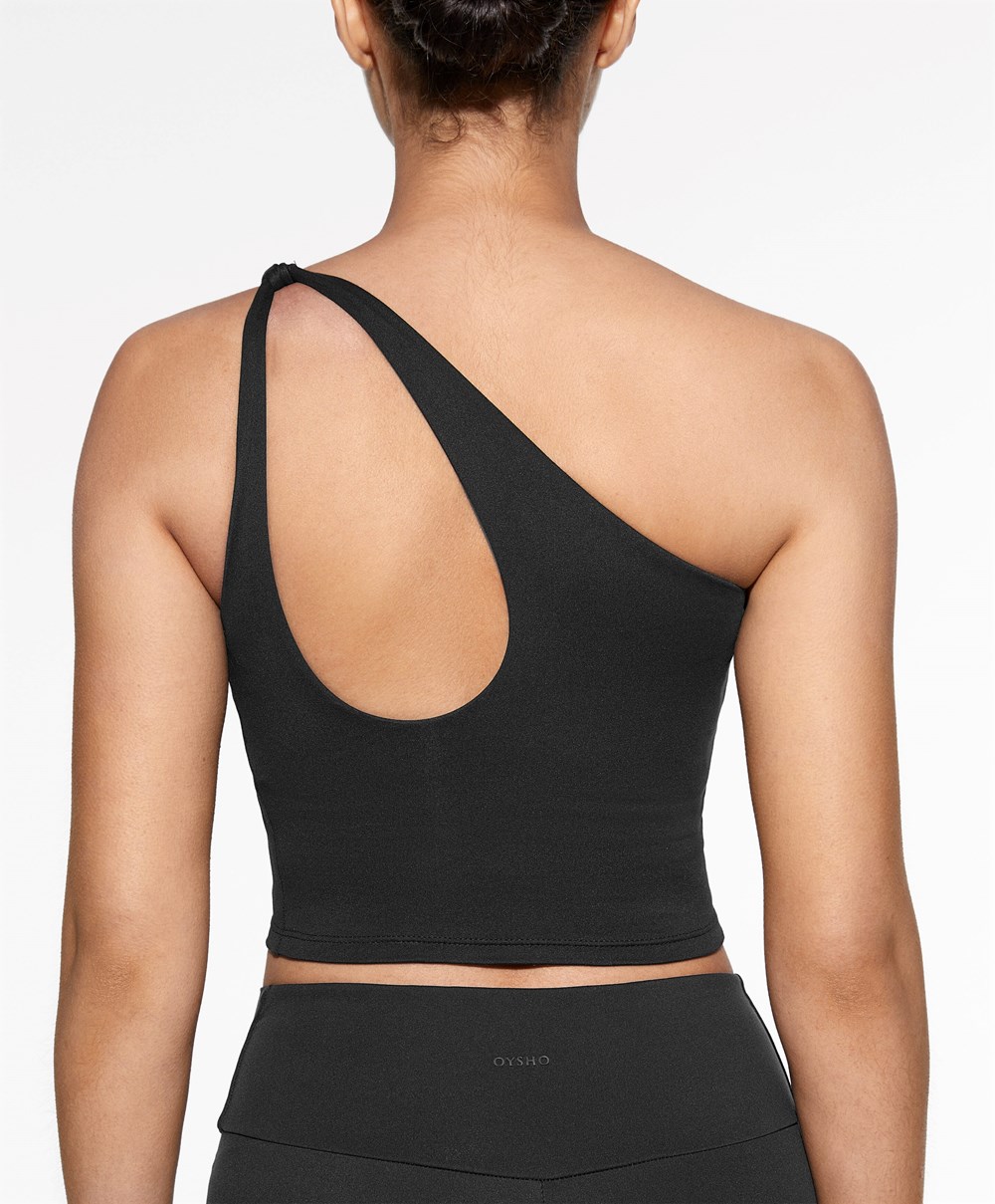 Black Oysho Comfortlux Asymmetric Top With Cups | WMJQ67958