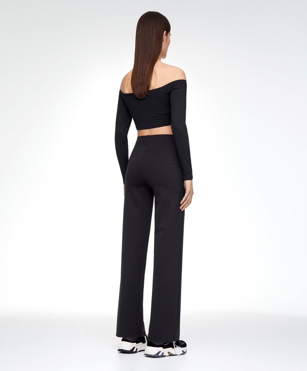 Black Oysho Comfortlux Off-the-shoulder Top With Cups | PQZH20698