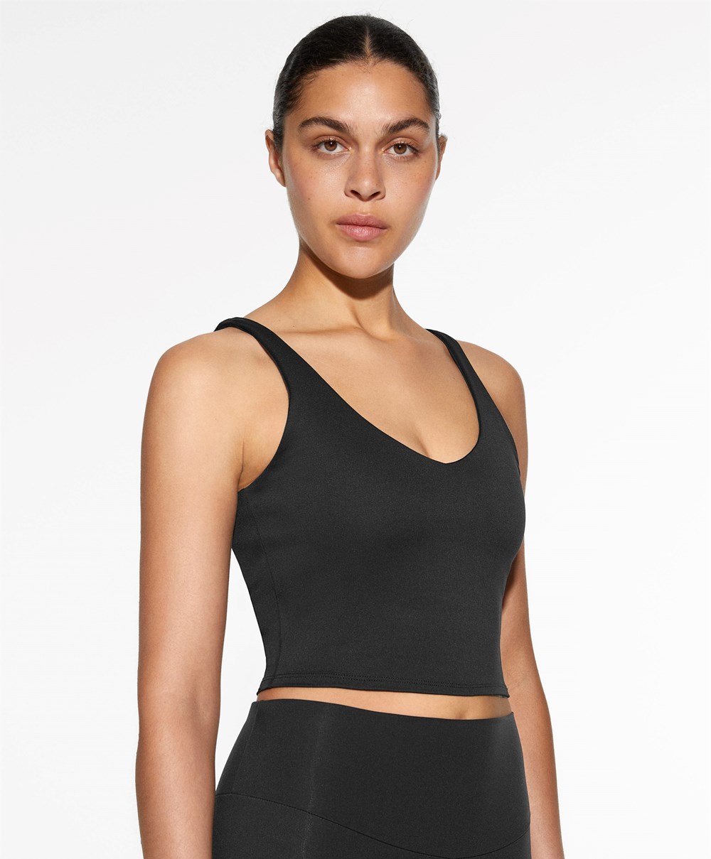 Black Oysho Comfortlux Strappy Top | WDAT23148