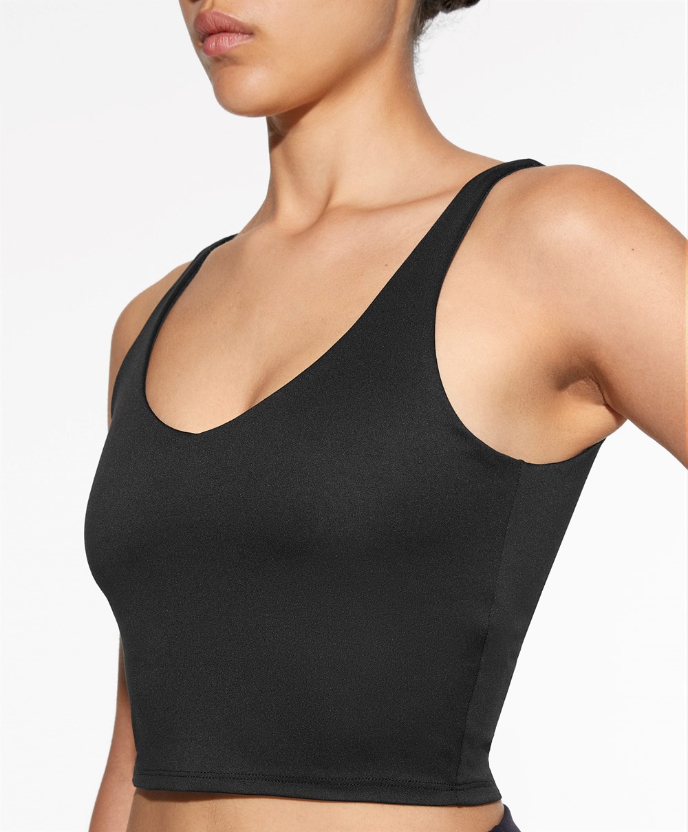 Black Oysho Comfortlux Strappy Top | WDAT23148