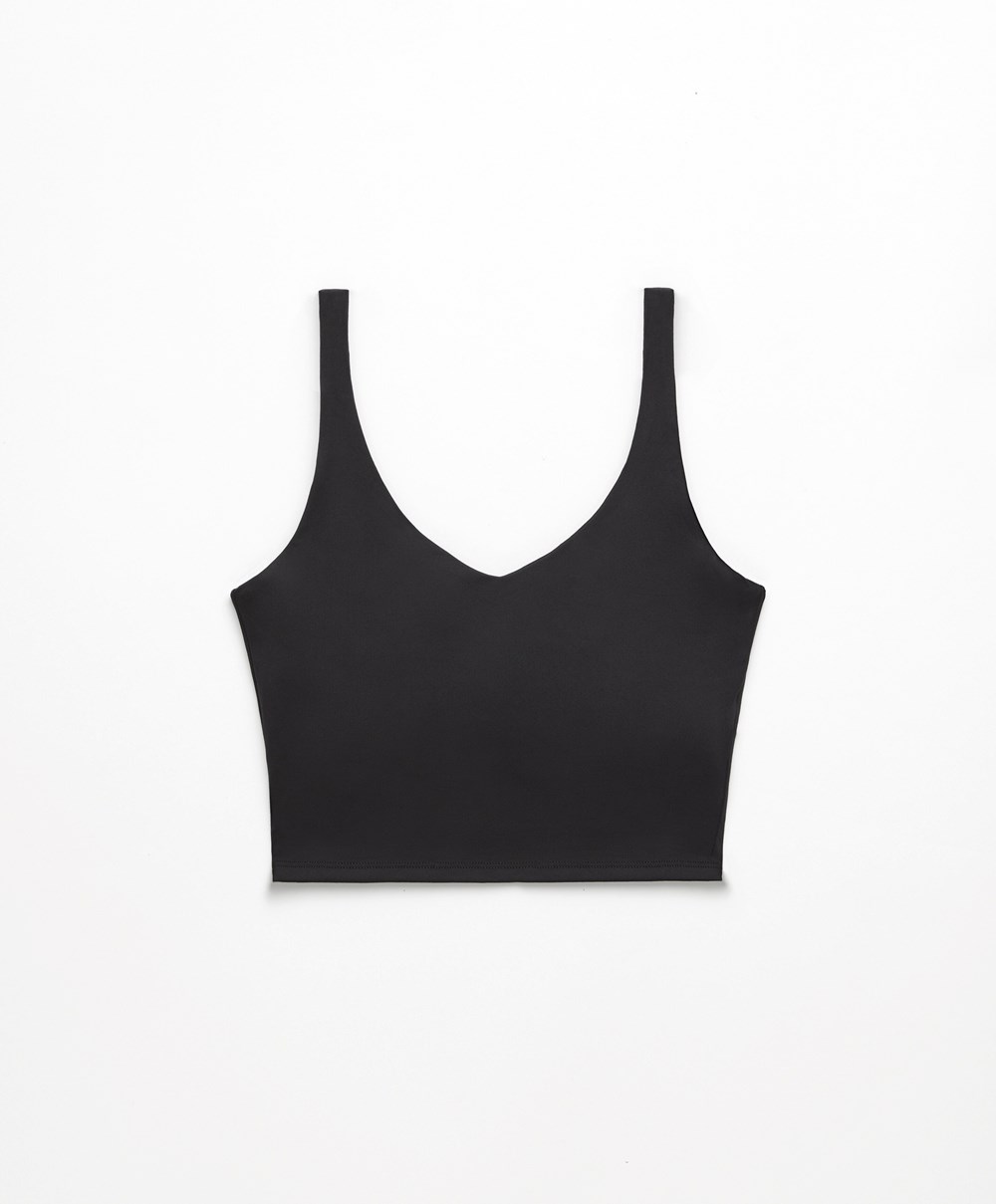 Black Oysho Comfortlux Strappy Top | WDAT23148