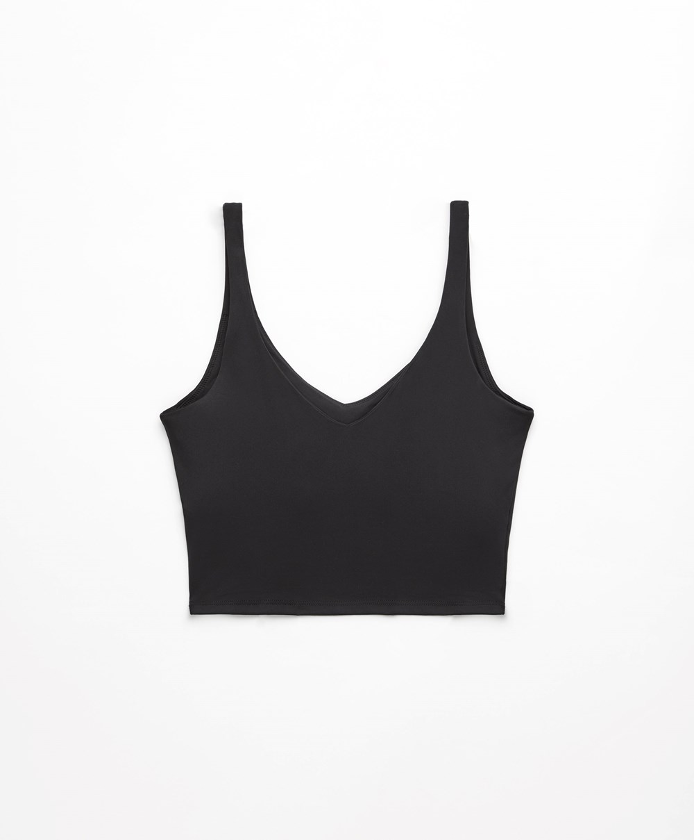 Black Oysho Comfortlux Strappy Top | WDAT23148