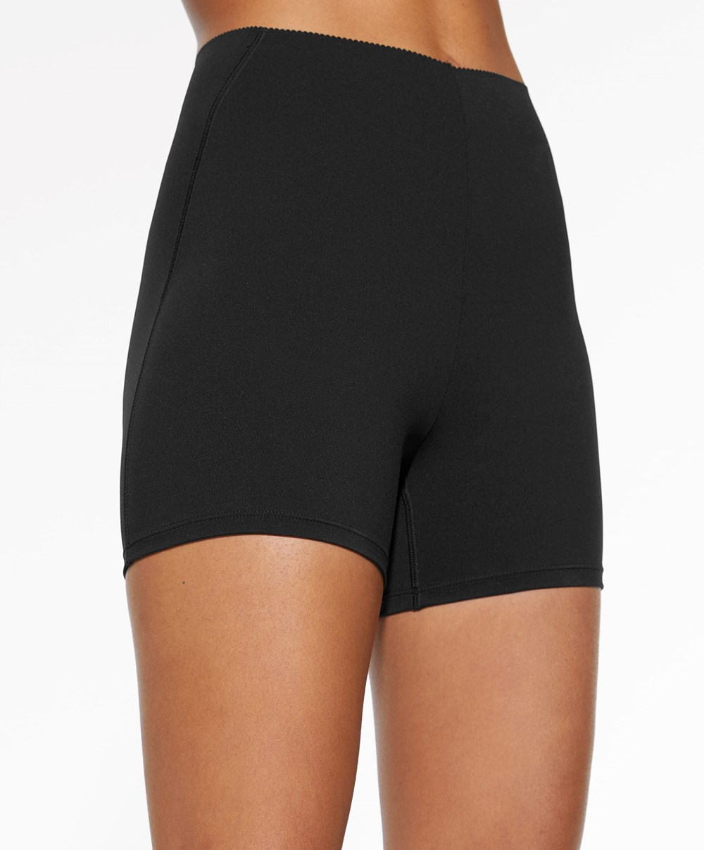 Black Oysho Compressive Core Control 10cm Hot Pant | DHQL01785