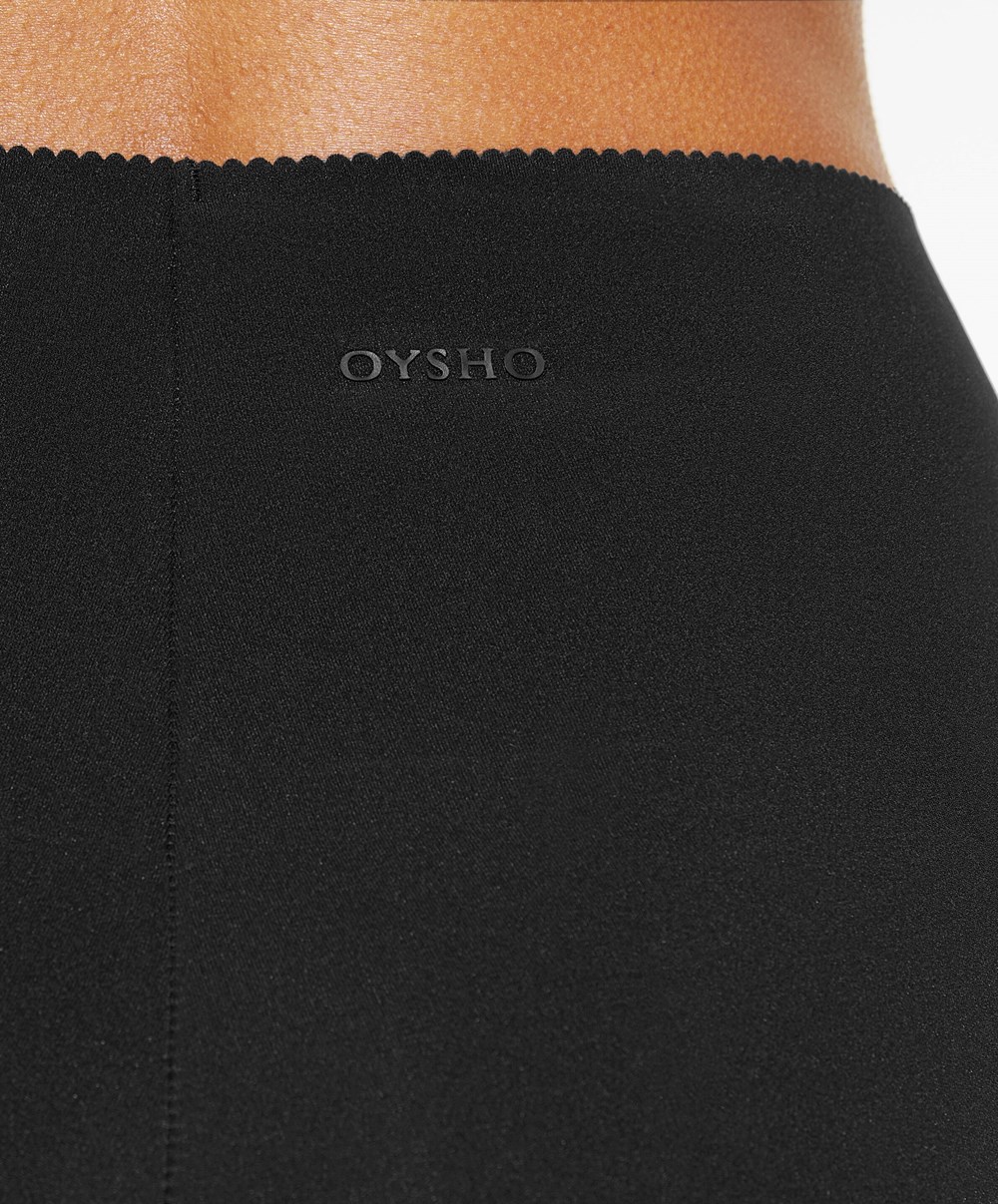 Black Oysho Compressive Core Control 10cm Hot Pant | DHQL01785