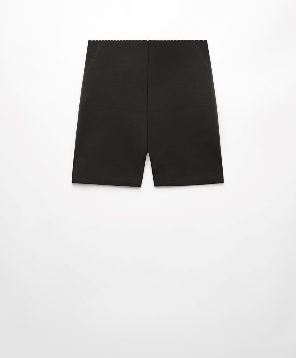 Black Oysho Compressive Core Control 10cm Hot Pant | DHQL01785