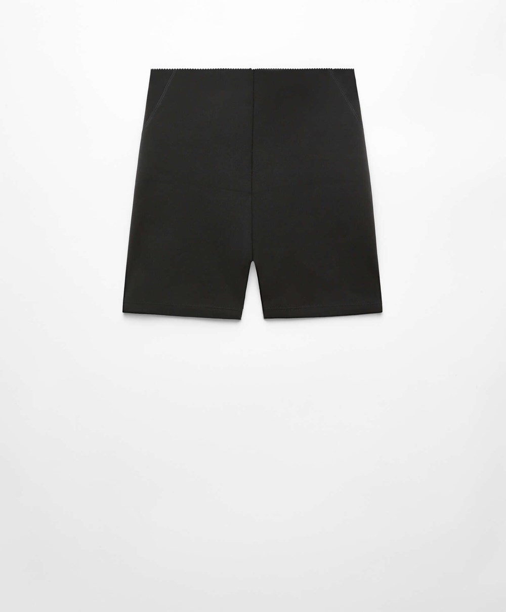 Black Oysho Compressive Core Control 10cm Hot Pant | IXJF72356