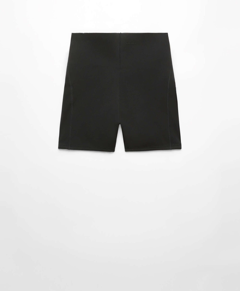 Black Oysho Compressive Core Control 10cm Hot Pant | IXJF72356