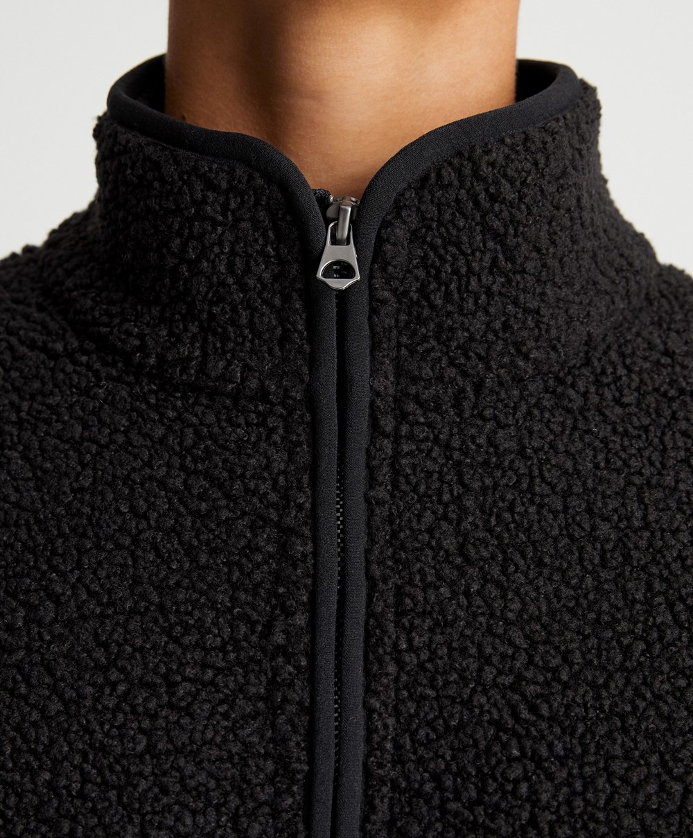 Black Oysho Faux-shearling Sweatshirt | LFKG74120