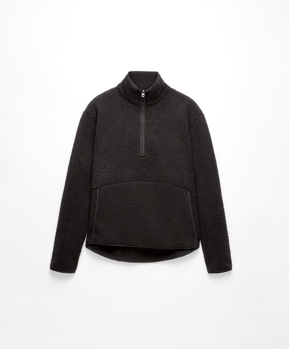 Black Oysho Faux-shearling Sweatshirt | LFKG74120