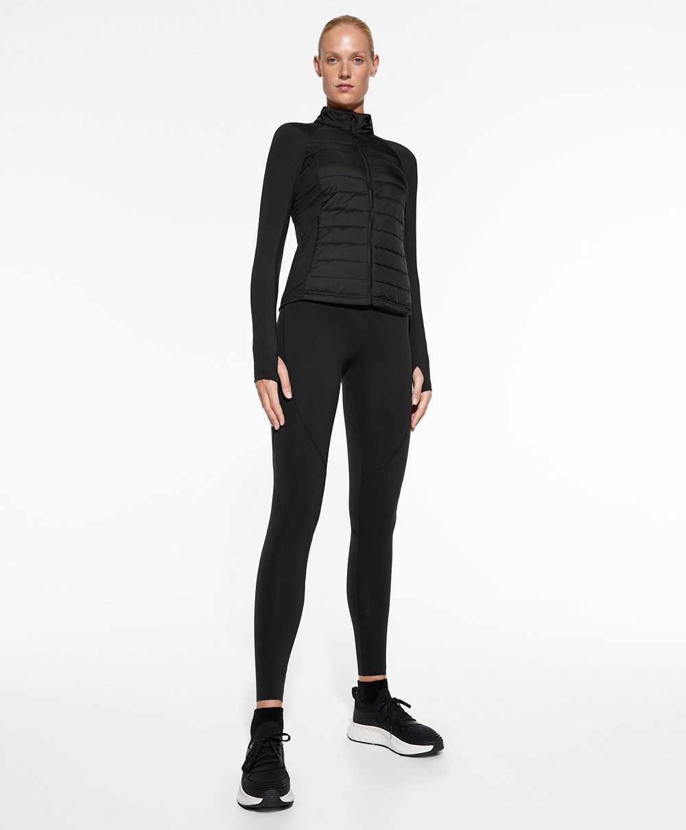 Black Oysho Fellex® Aerogel Padded Running Jacket | QHRC01385