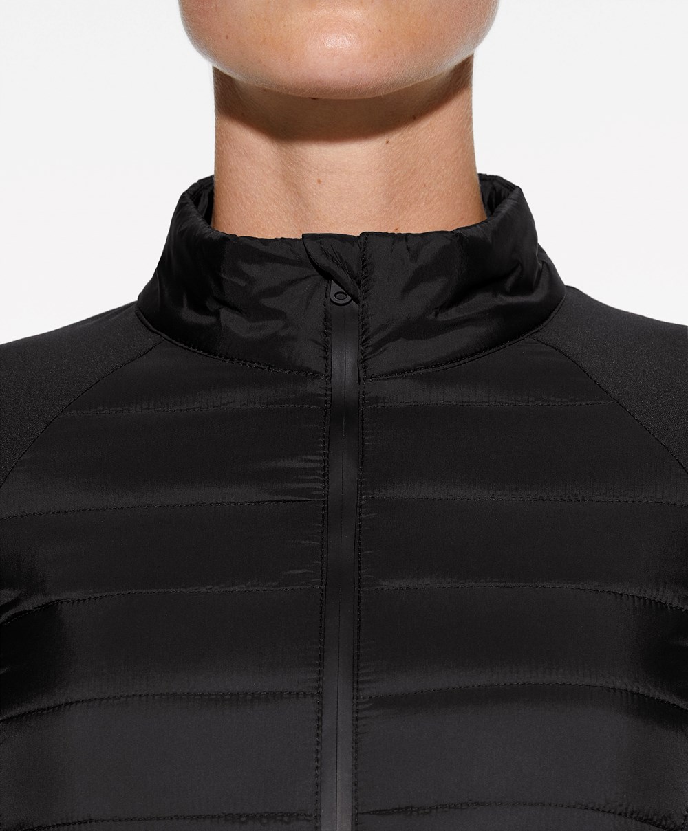 Black Oysho Fellex® Aerogel Padded Running Jacket | QHRC01385