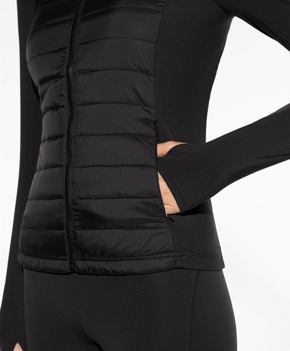 Black Oysho Fellex® Aerogel Padded Running Jacket | QHRC01385