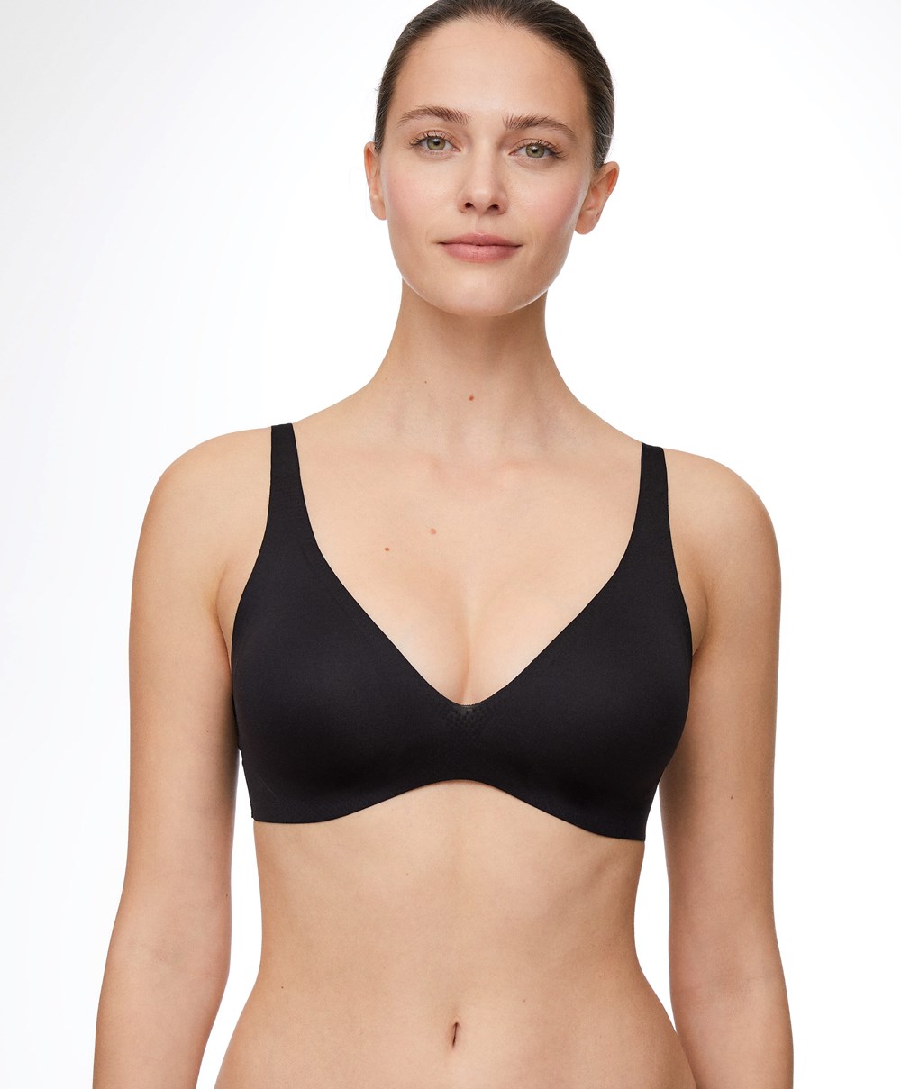 Black Oysho Invisible Laser-cut Halterneck-style Bra | GYZS95674