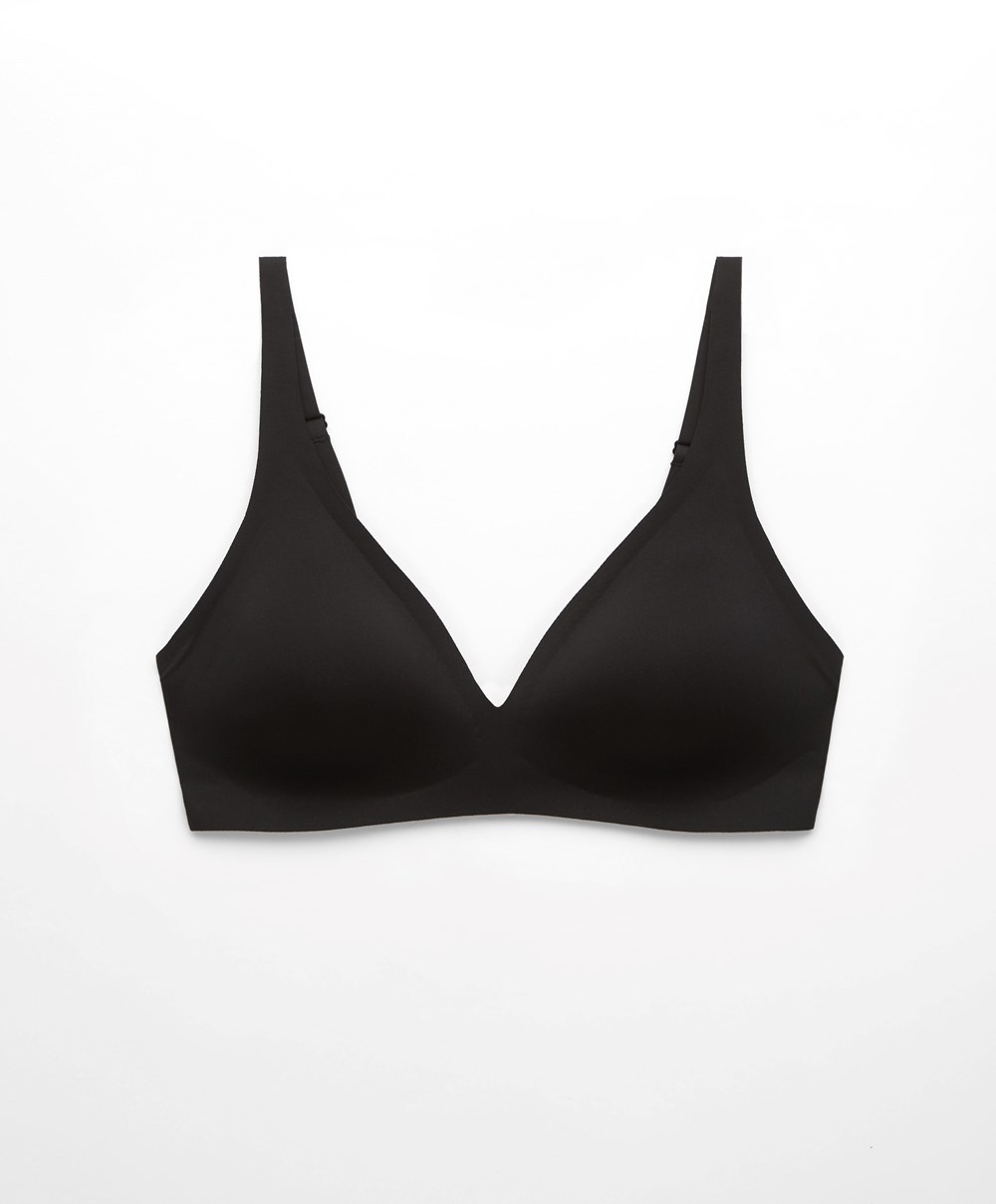 Black Oysho Invisible Laser-cut Halterneck-style Bra | GYZS95674