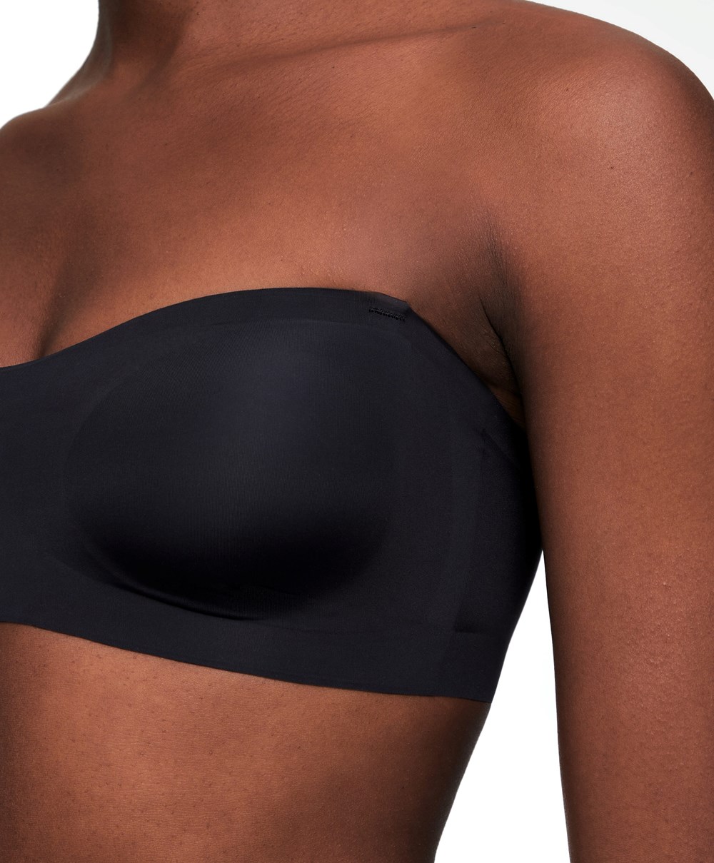 Black Oysho Invisible Polyamide Bandeau Bra With Removable Straps | MNIS26395