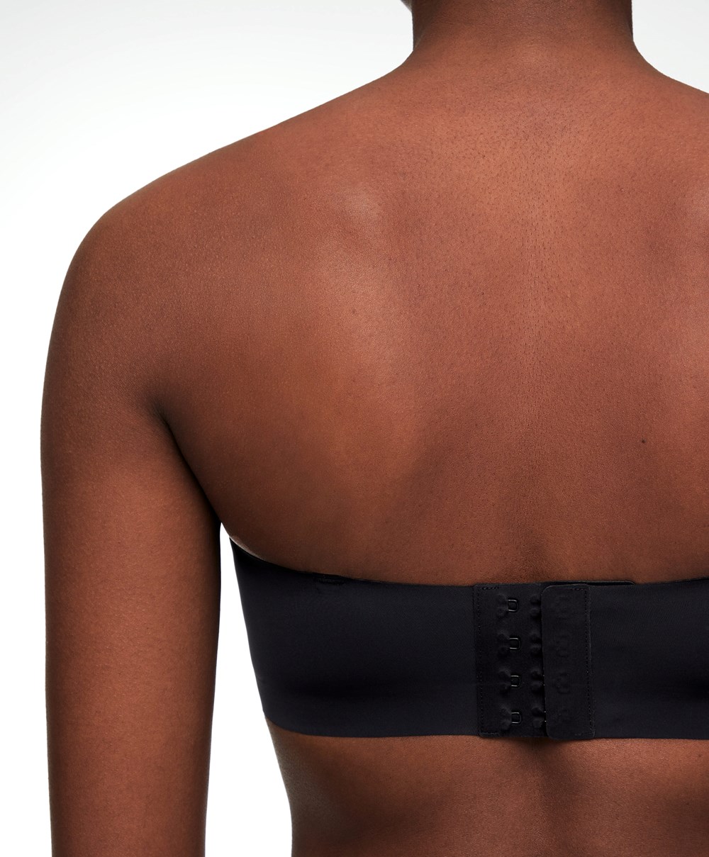 Black Oysho Invisible Polyamide Bandeau Bra With Removable Straps | MNIS26395