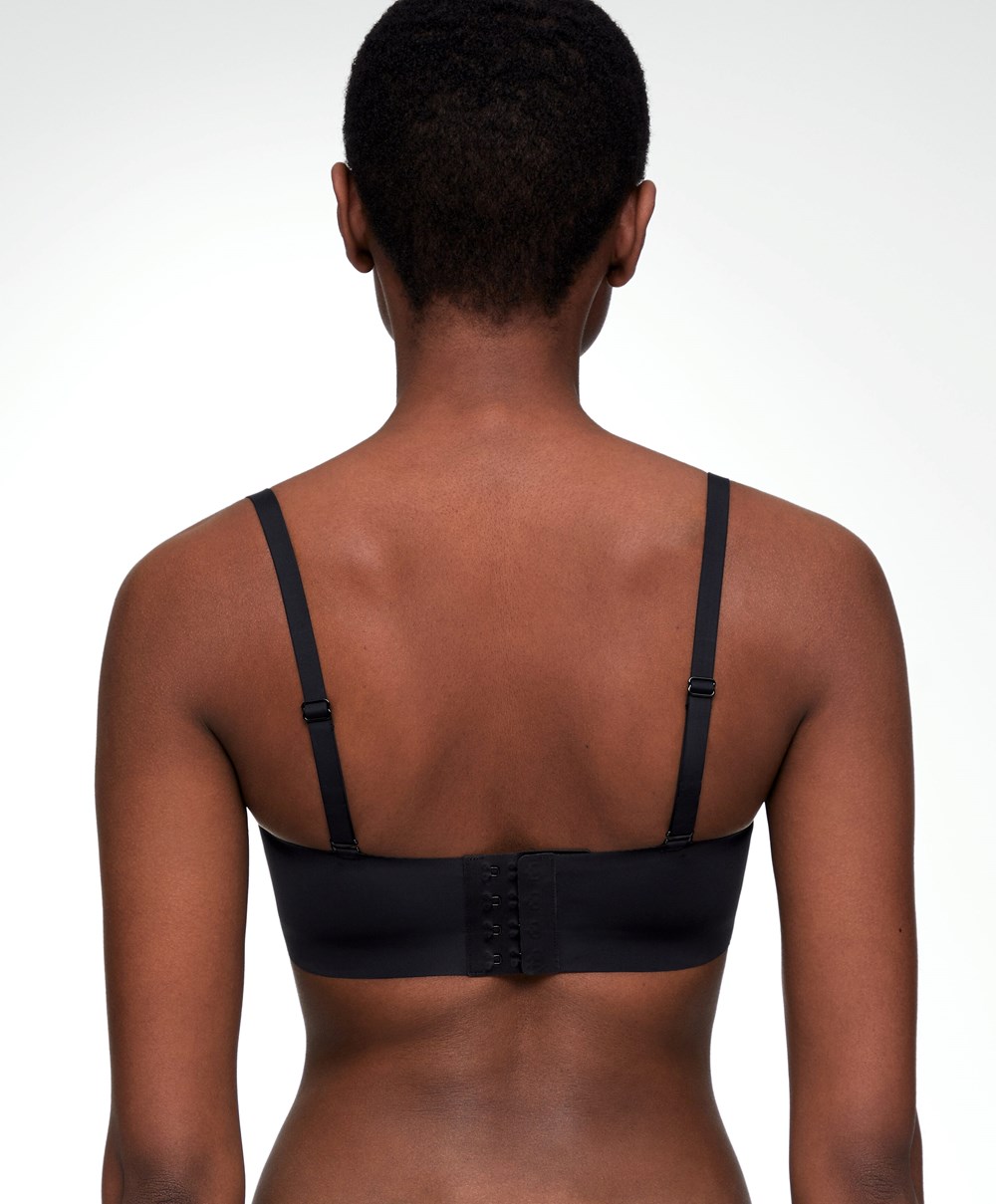 Black Oysho Invisible Polyamide Bandeau Bra With Removable Straps | MNIS26395