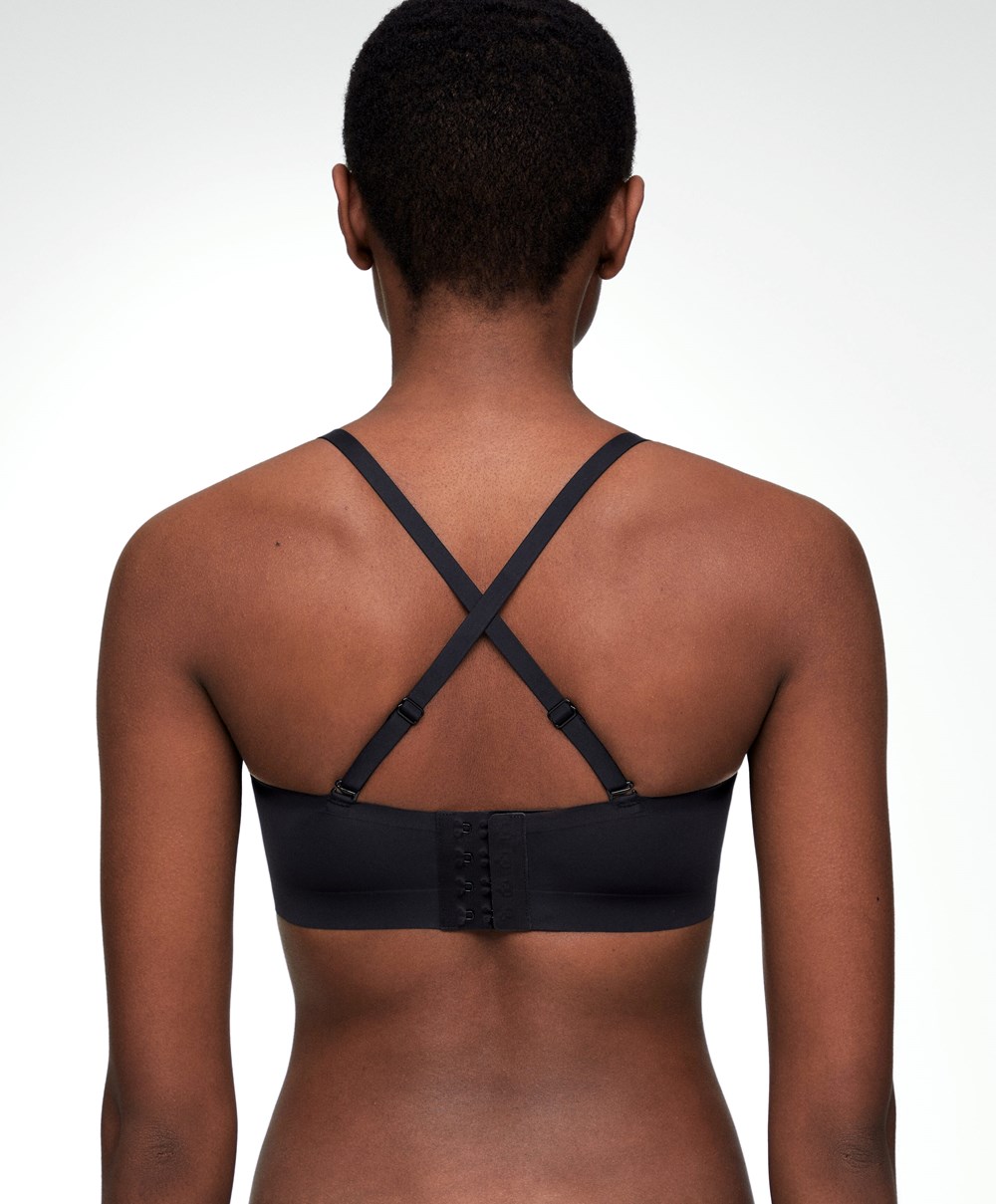 Black Oysho Invisible Polyamide Bandeau Bra With Removable Straps | MNIS26395