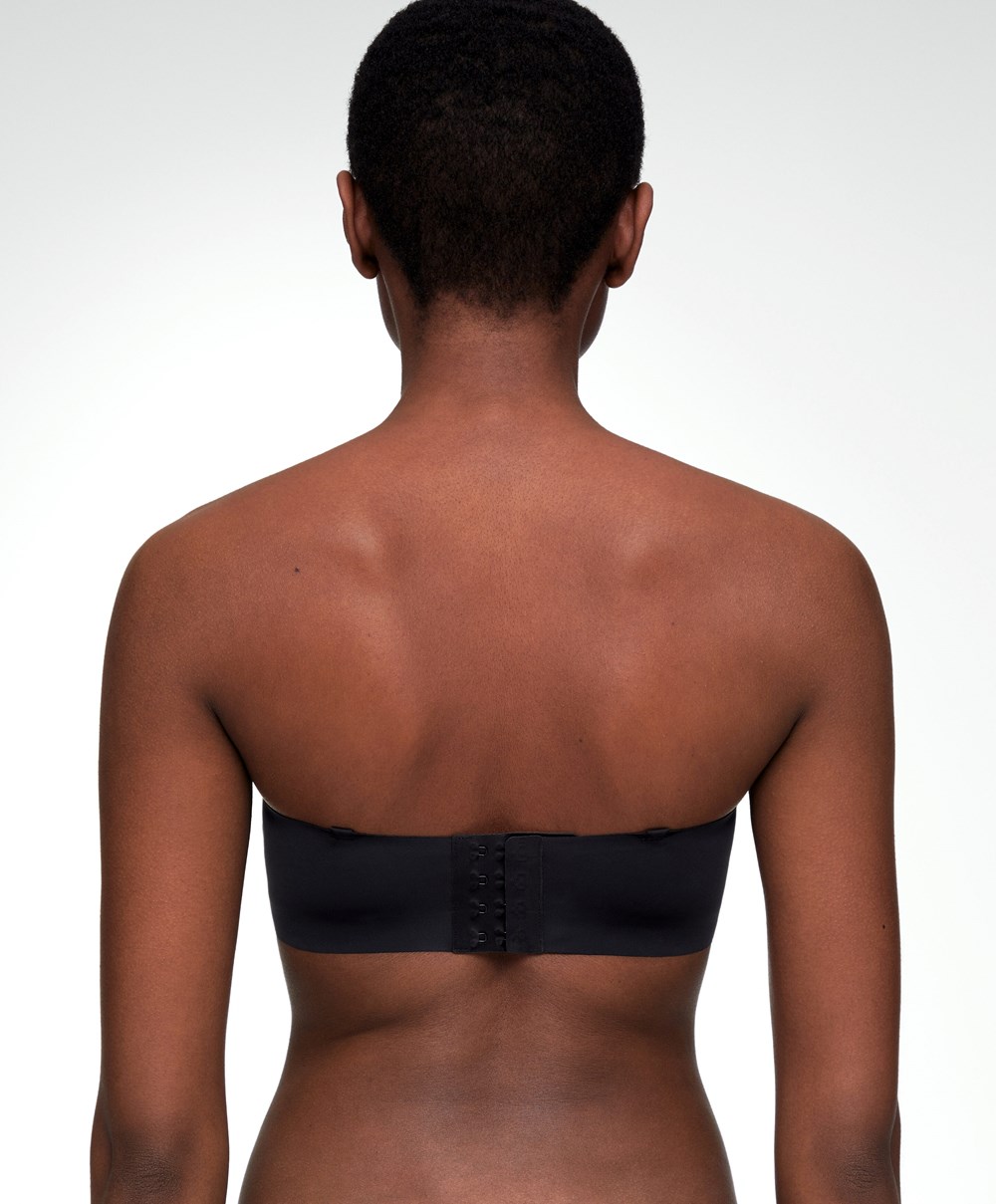 Black Oysho Invisible Polyamide Bandeau Bra With Removable Straps | MNIS26395