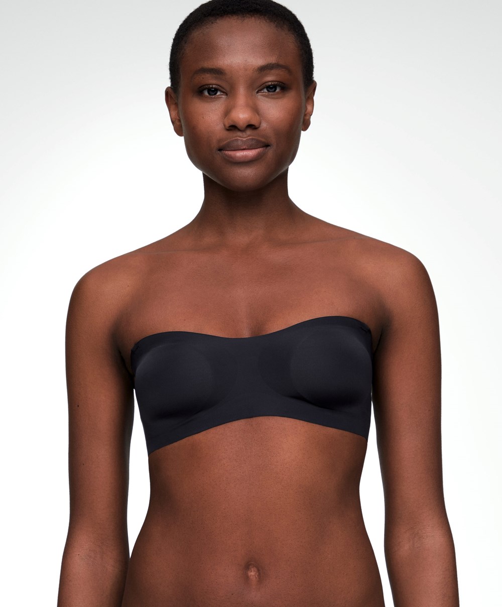 Black Oysho Invisible Polyamide Bandeau Bra With Removable Straps | MNIS26395