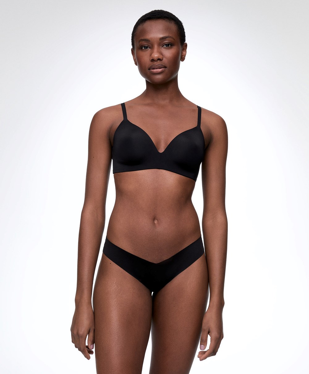 Black Oysho Invisible “v”-cut Thong | TUPL03145