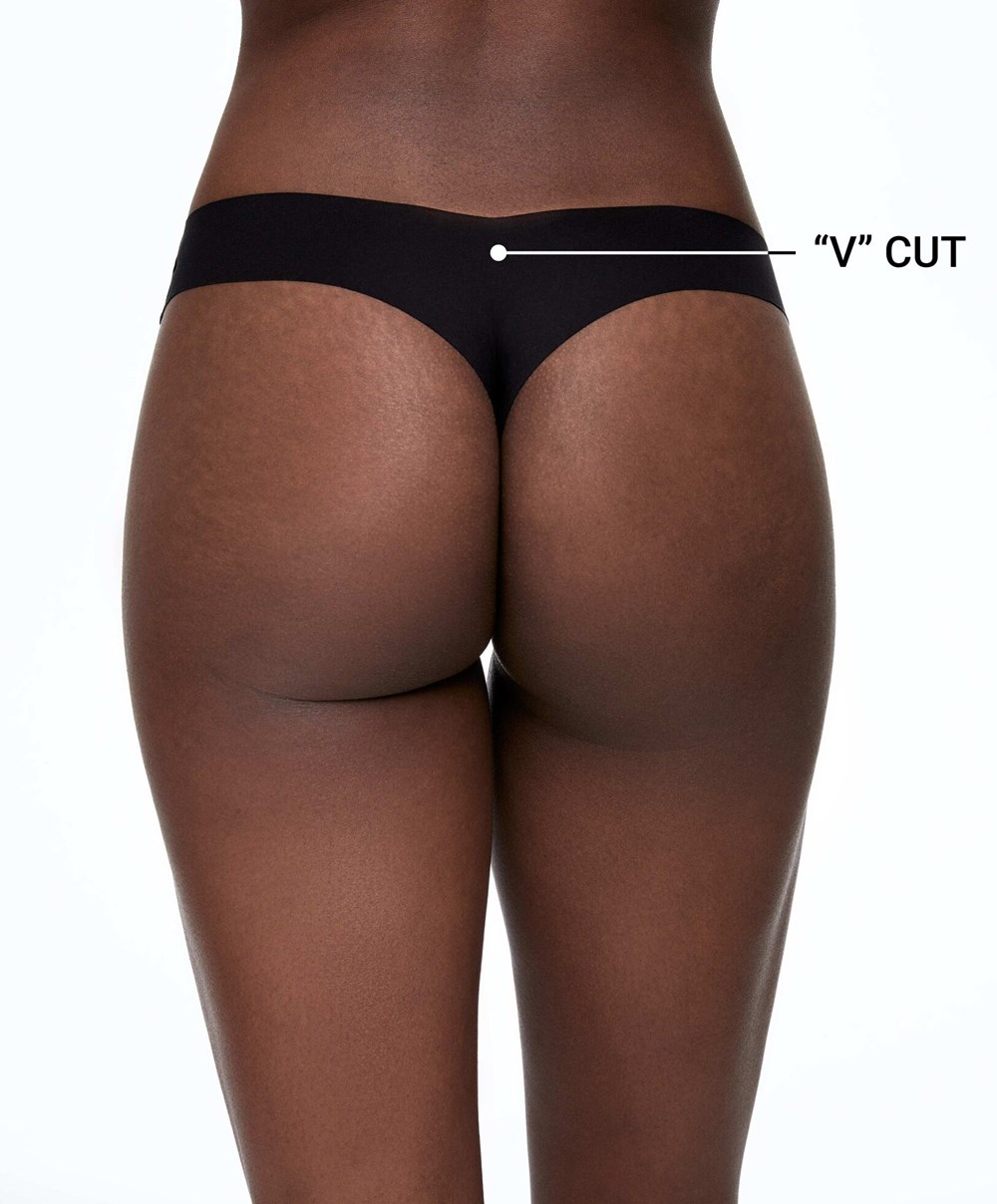 Black Oysho Invisible “v”-cut Thong | VHES49271