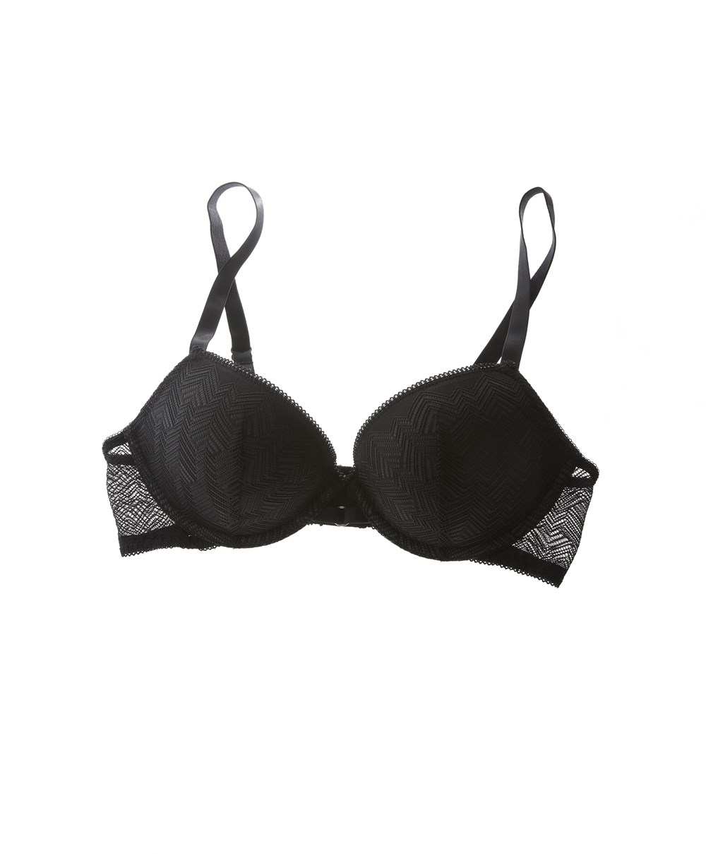 Black Oysho Lace Classic Push-up Bra | SVXG76321