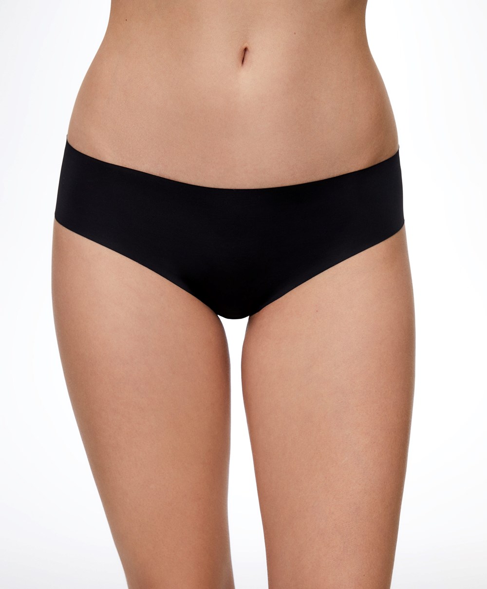 Black Oysho Laser-cut Invisible Classic Briefs | TOZF03896