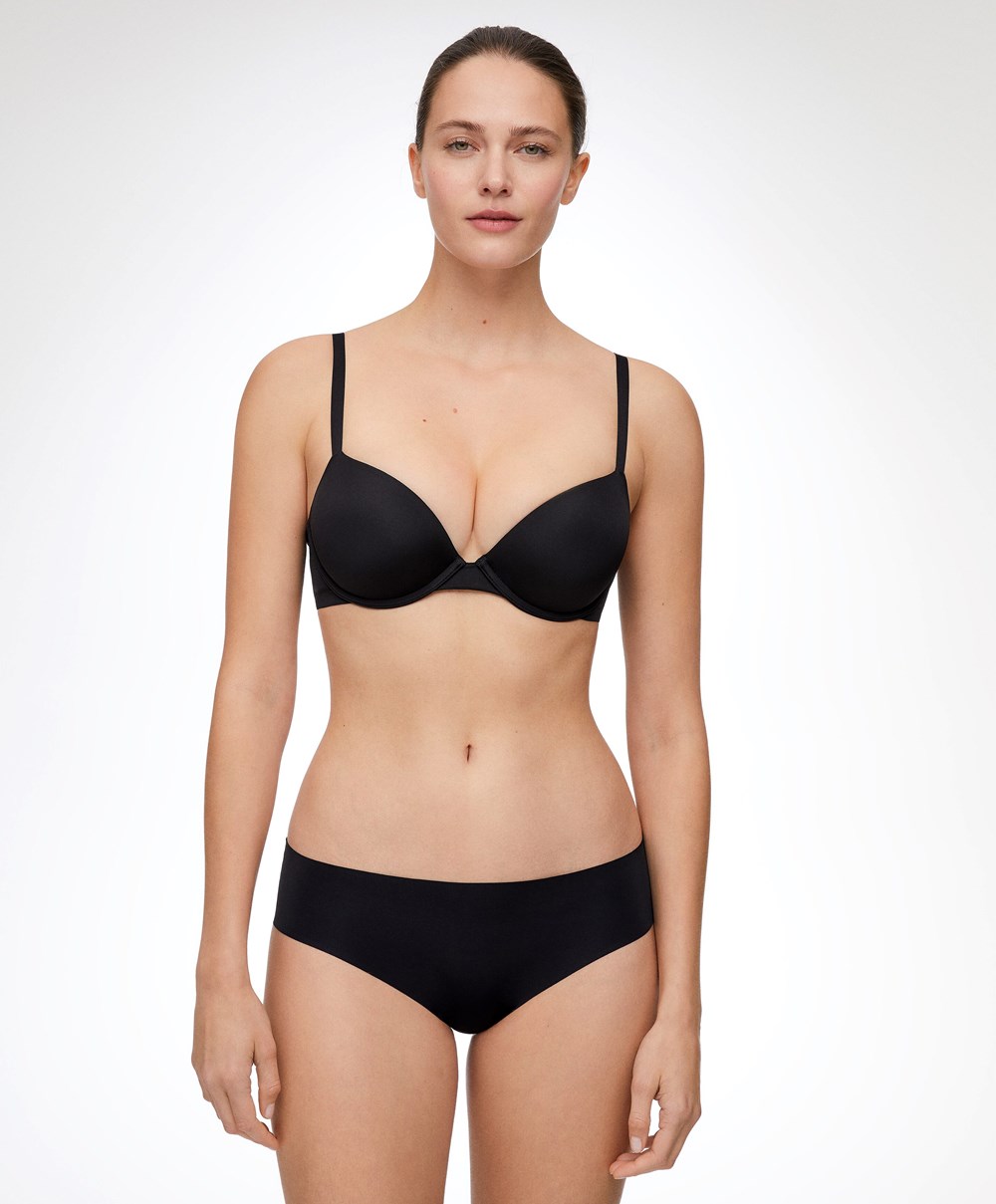 Black Oysho Laser-cut Invisible Classic Briefs | TOZF03896