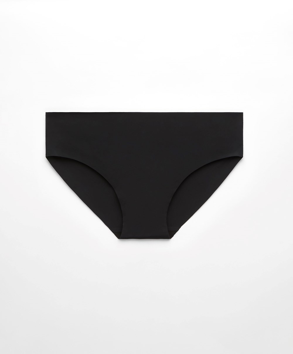 Black Oysho Laser-cut Invisible Classic Briefs | TOZF03896