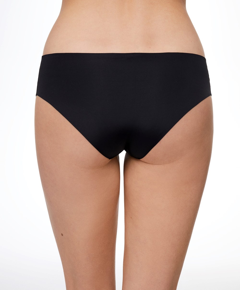 Black Oysho Laser-cut Invisible Classic Briefs | TOZF03896