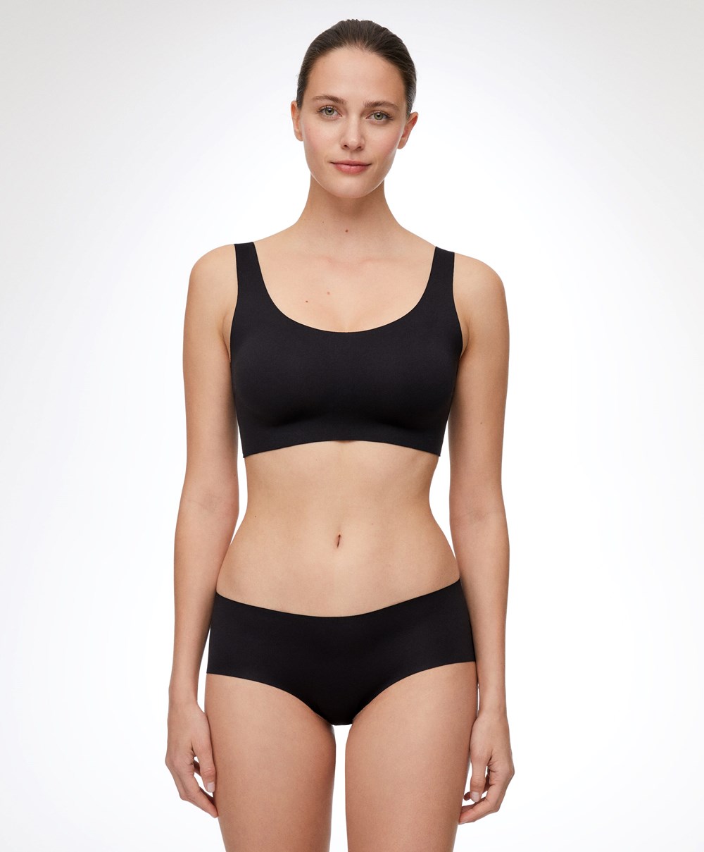 Black Oysho Laser-cut Invisible T-shirt Bra Top | FHRS05147