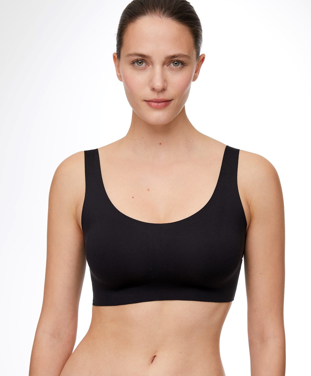 Black Oysho Laser-cut Invisible T-shirt Bra Top | FHRS05147