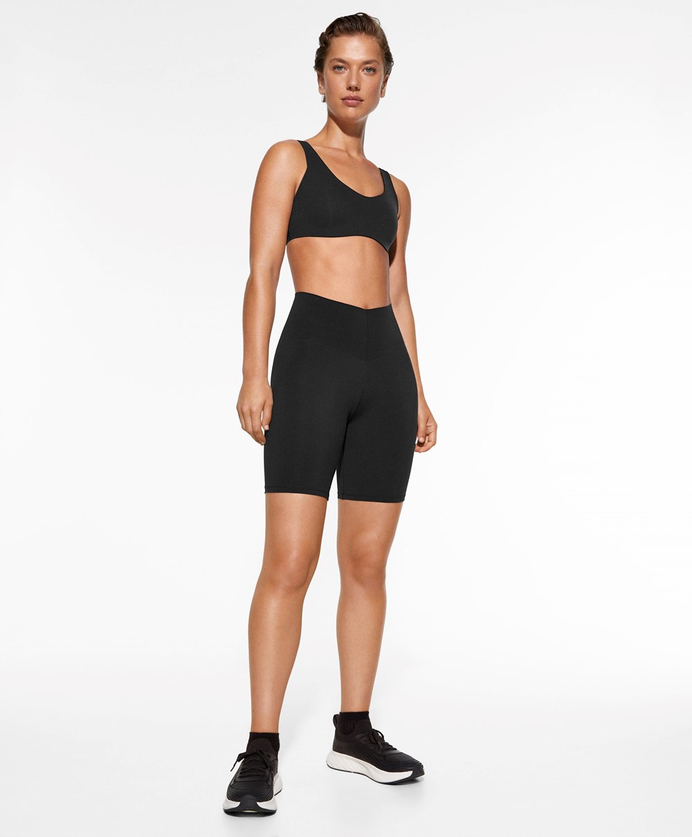 Black Oysho Light Touch 25cm Cycle Short Leggings | VKNZ24897