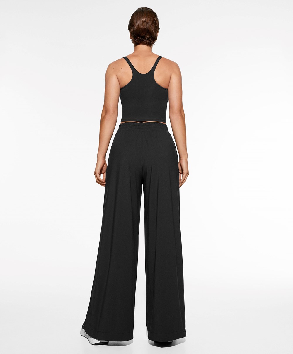 Black Oysho Light Touch Oversize Straight-leg Trousers | EUIK35784