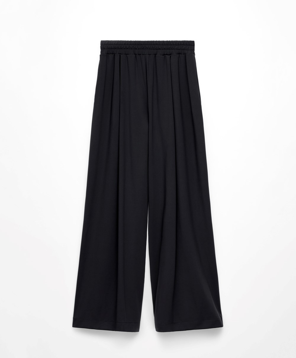 Black Oysho Light Touch Oversize Straight-leg Trousers | EUIK35784