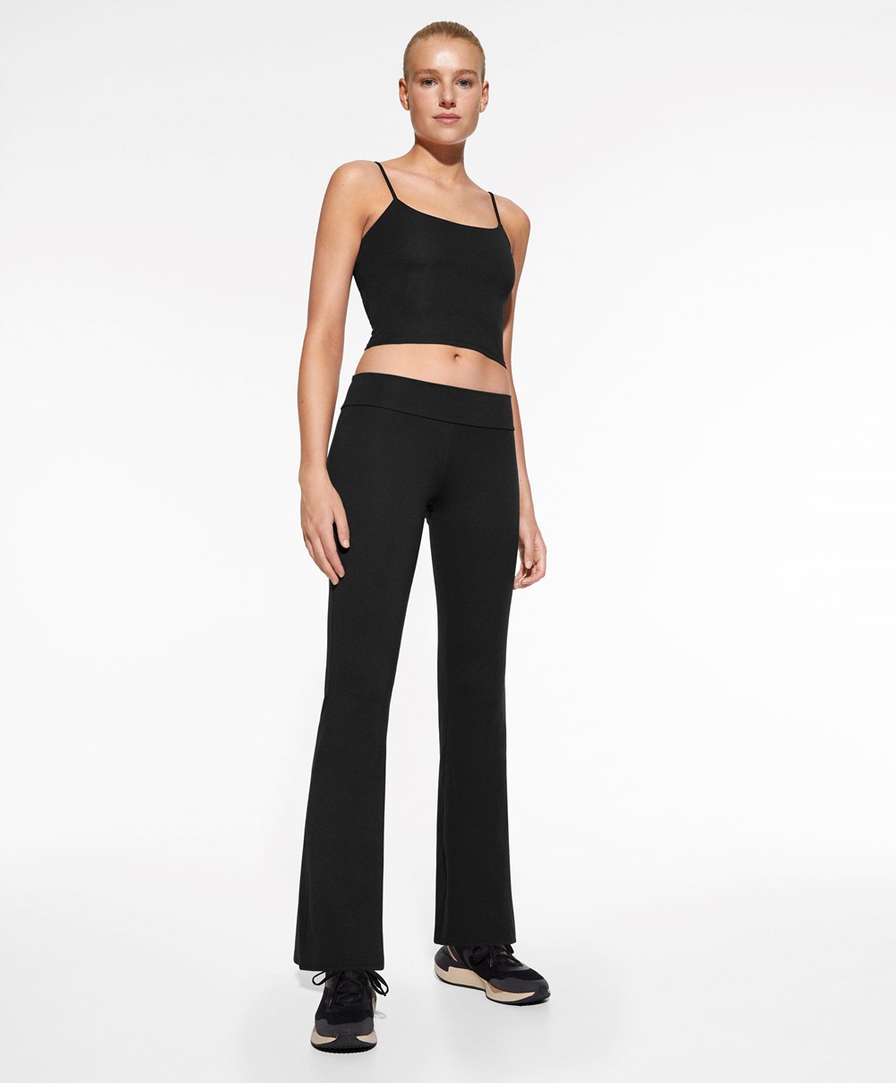 Black Oysho Low-rise Comfort Flare Trousers | GFEP15603