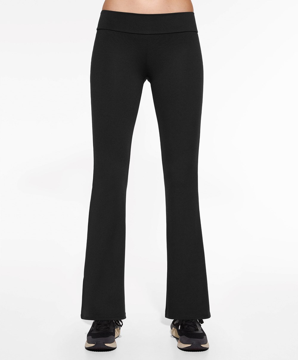 Black Oysho Low-rise Comfort Flare Trousers | GFEP15603