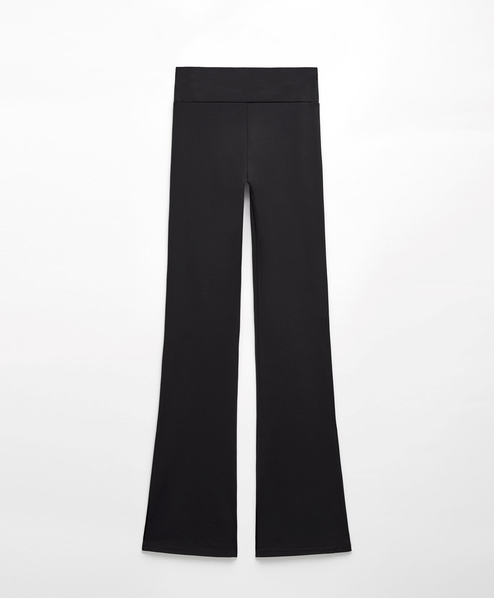 Black Oysho Low-rise Comfort Flare Trousers | GFEP15603